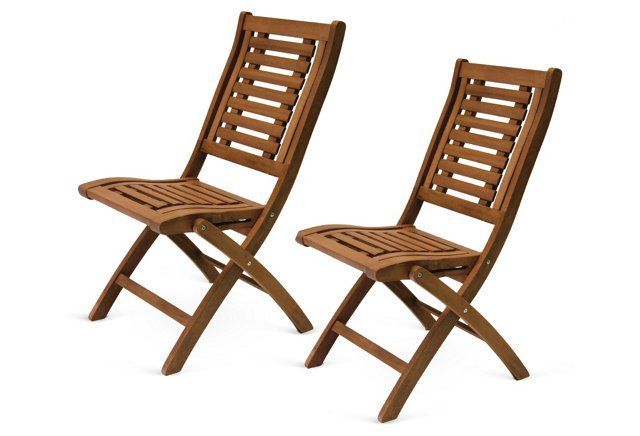 Eucalyptus Folding Side Chairs, Pair | Teak Outdoor Furniture, Outdoor Throughout Eucalyptus Stackable Patio Chairs (View 4 of 15)