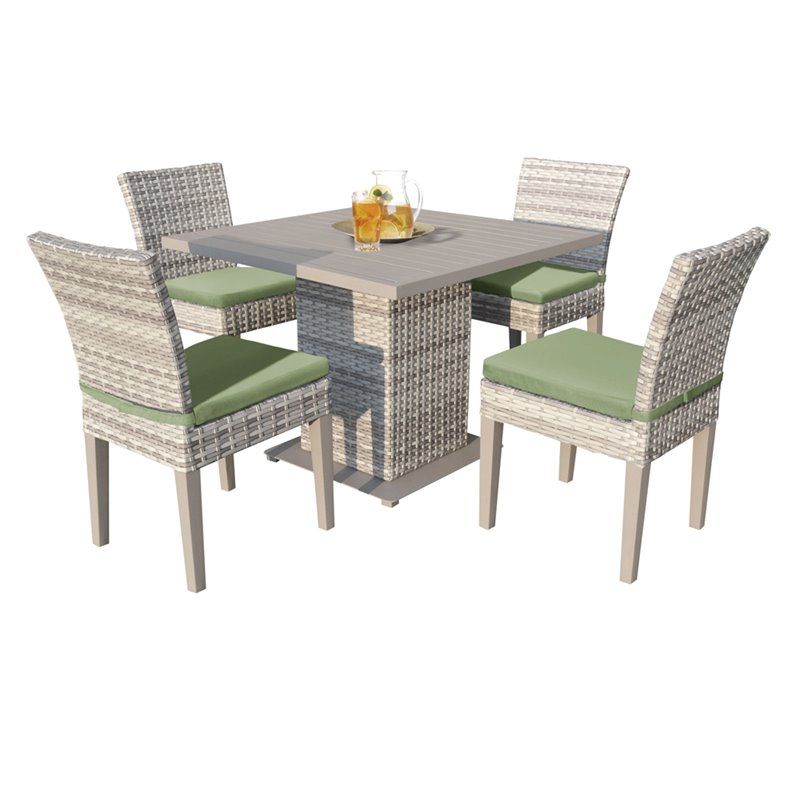 Fairmont 40" Square Patio Dining Table With 4 Armless Chairs In In Armless Square Dining Sets (View 8 of 15)