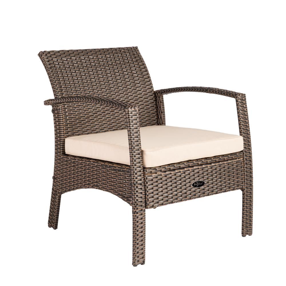 Fire Sense Bondi Mocha Stationary Wicker Outdoor Lounge Chair With Regarding Mocha Fabric Outdoor Wicker Armchair Sets (View 14 of 15)