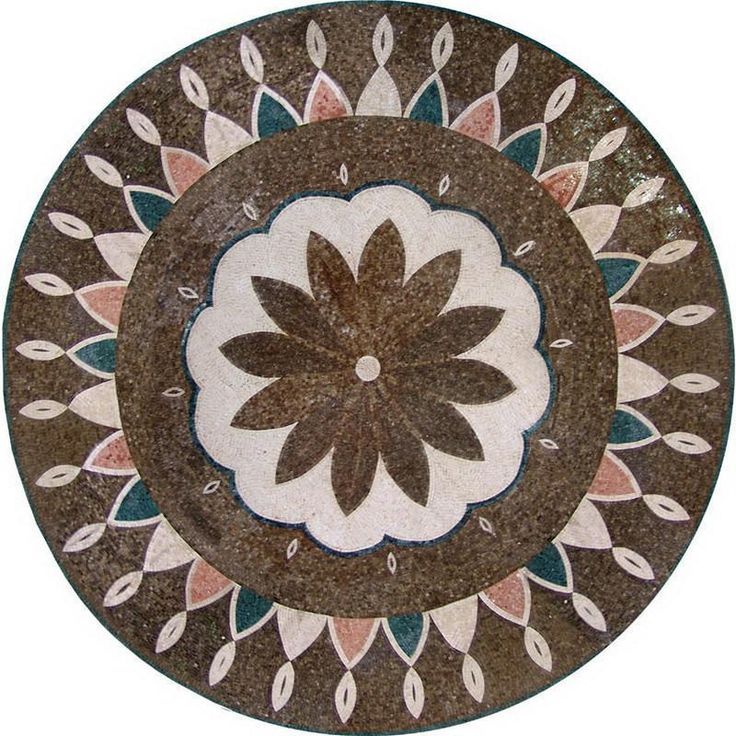 Flower Mosaic Wall Art  Evia In 2021 | Stone Mosaic Art, Mosaic Flowers Pertaining To Sunburst Mosaic Outdoor Accent Tables (View 11 of 15)