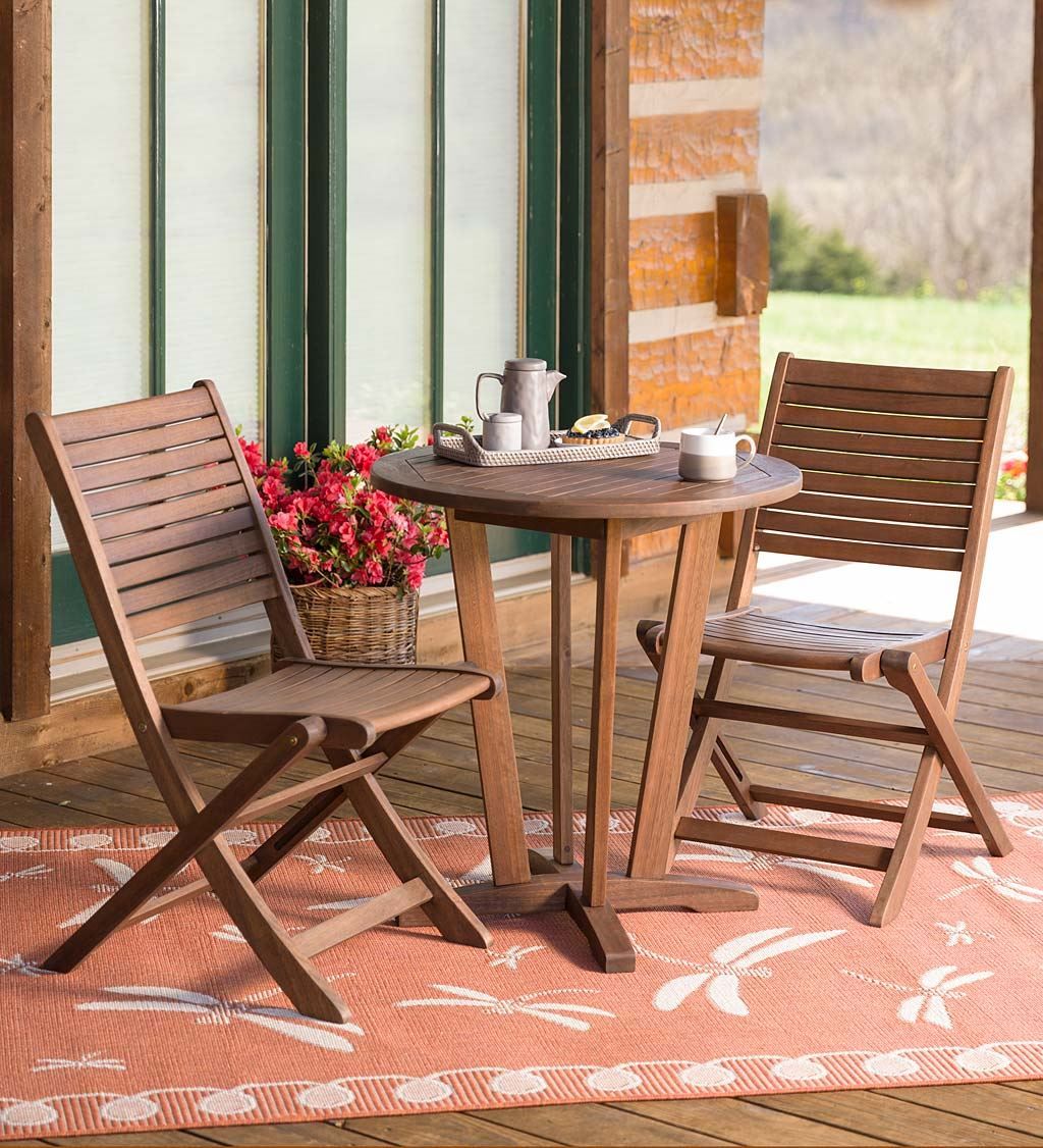 Folding Wooden Garden Bistro Sets For The Outdoors – Reviews – Outdoor Inside Wood Bistro Table And Chairs Sets (View 5 of 15)
