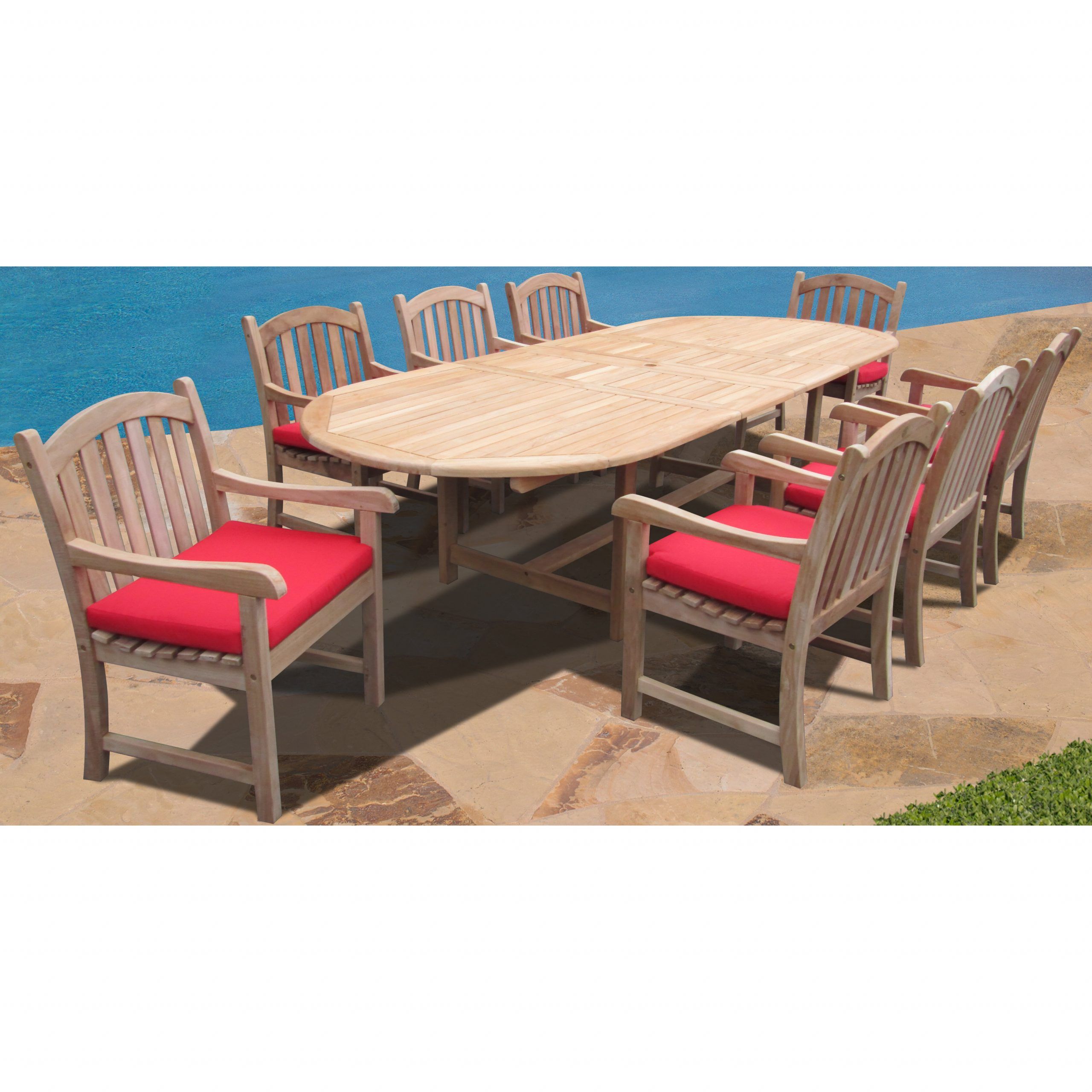 Forever Patio Verano 9 Piece Dining Set With Cushions & Reviews | Wayfair Pertaining To 9 Piece Extendable Patio Dining Sets (View 13 of 15)