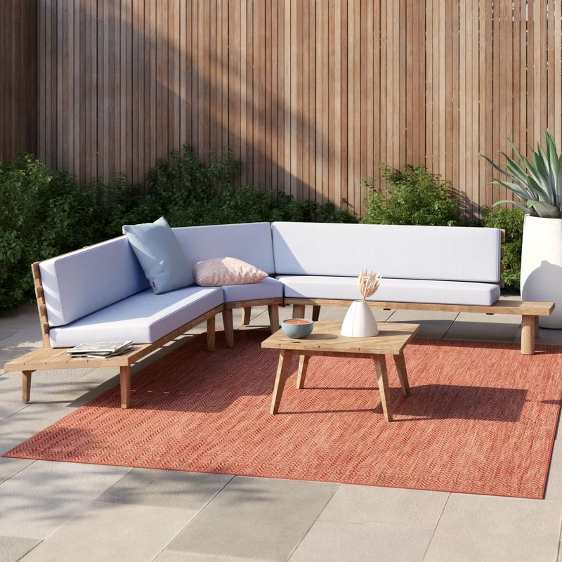 Foundstone Calloway 4 Piece Sectional Seating Group With Cushions Regarding White 4 Piece Outdoor Seating Patio Sets (View 9 of 15)