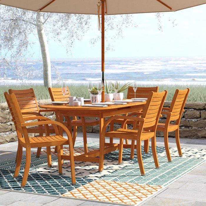 Frye Maryland 7 Piece Dining Set & Reviews | Birch Lane | 7 Piece Pertaining To 7 Piece Small Patio Dining Sets (View 14 of 15)