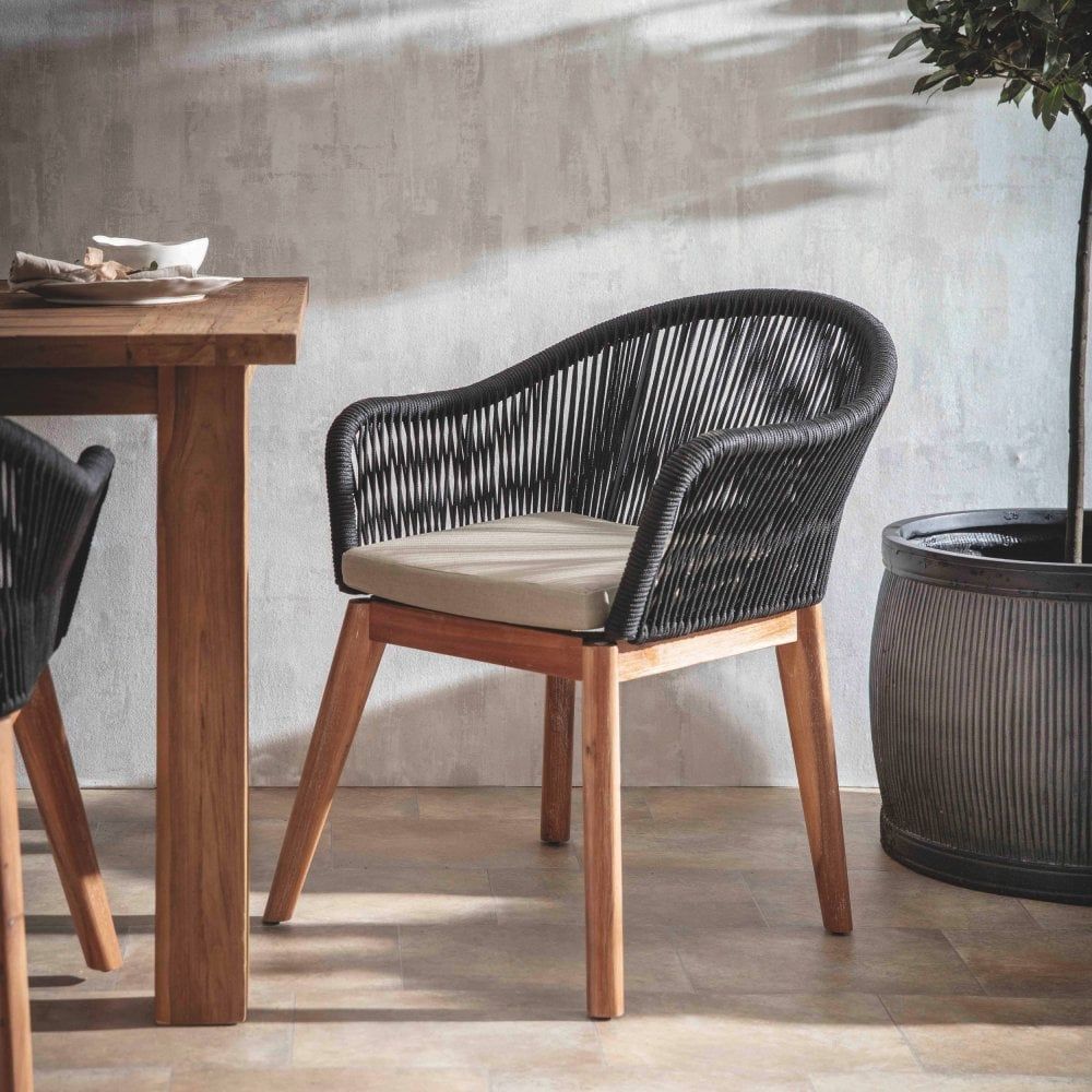 Garden Trading Pair Luccombe Dining Chairs | Black Polyrope | Black With Regard To Black Outdoor Dining Chairs (View 5 of 15)