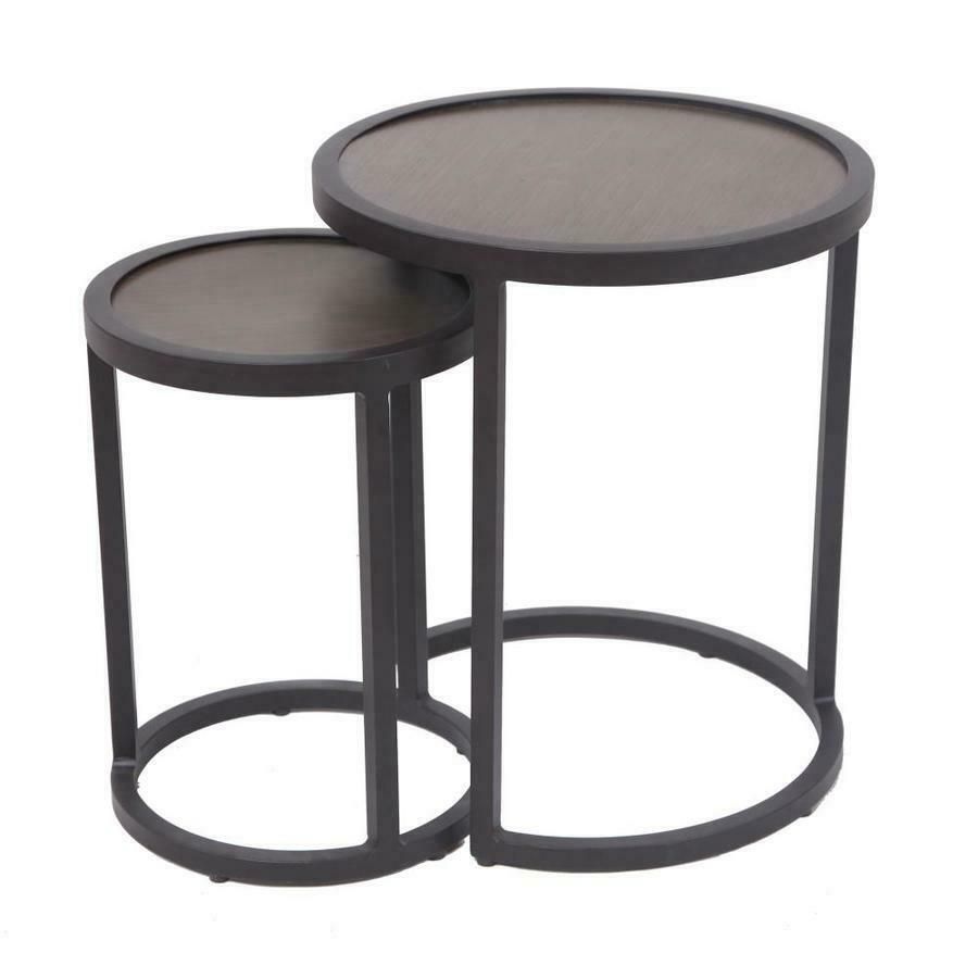 Garden Treasures 2 Pc Nesting Side Tables Heavy Duty Aluminum Brown Regarding Wood And Steel Outdoor Side Tables (View 13 of 15)
