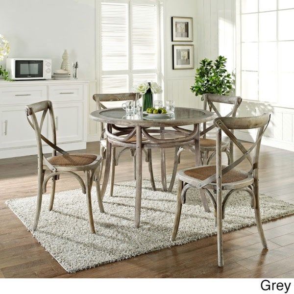Gear Rustic Grey Country Wooden Chair And Table Dining Set – Overstock Pertaining To Distressed Gray Wicker Patio Dining Sets (View 11 of 15)