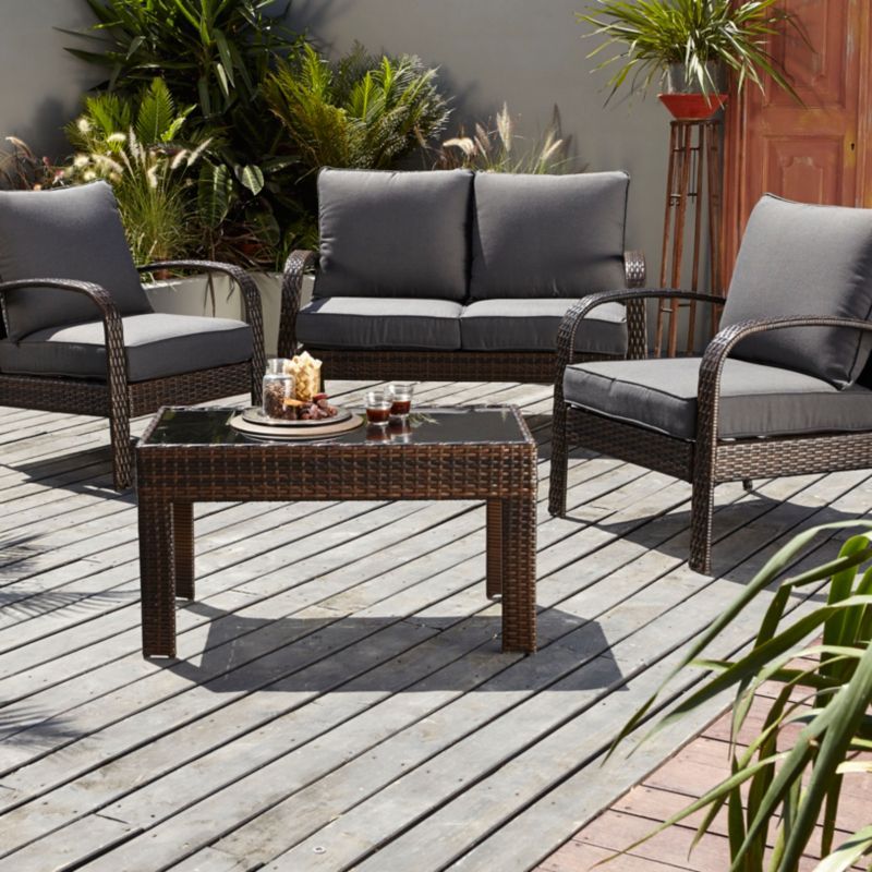 George Home Jakarta Conversation Sofa Set In Charcoal – 4 Piece Within Charcoal Outdoor Conversation Seating Sets (View 8 of 15)