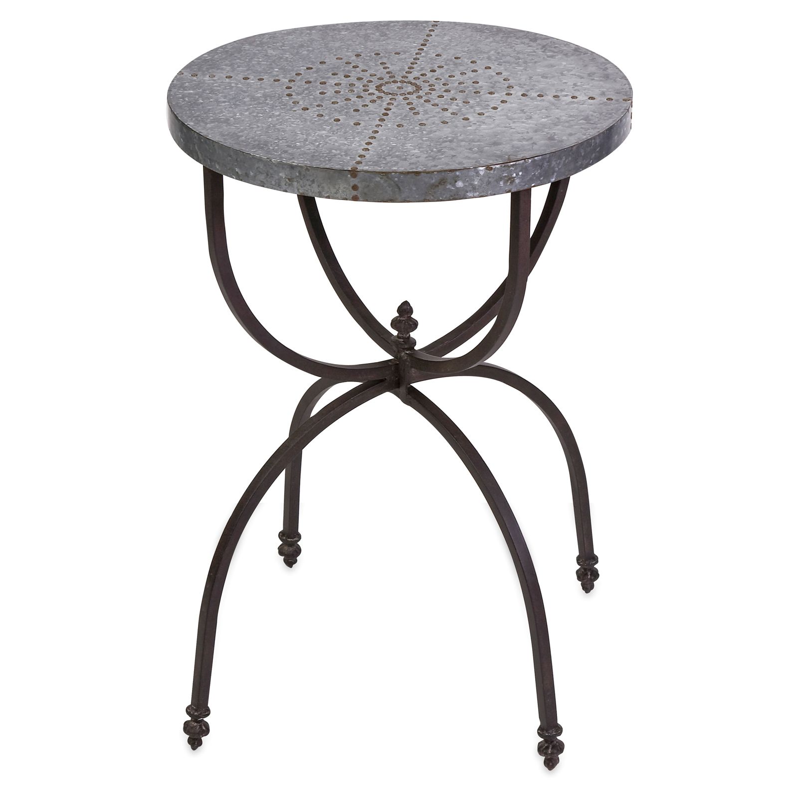 Gilbert Round Galvanized Accent Table At Hayneedle Throughout Wood And Steel Outdoor Side Tables (View 5 of 15)