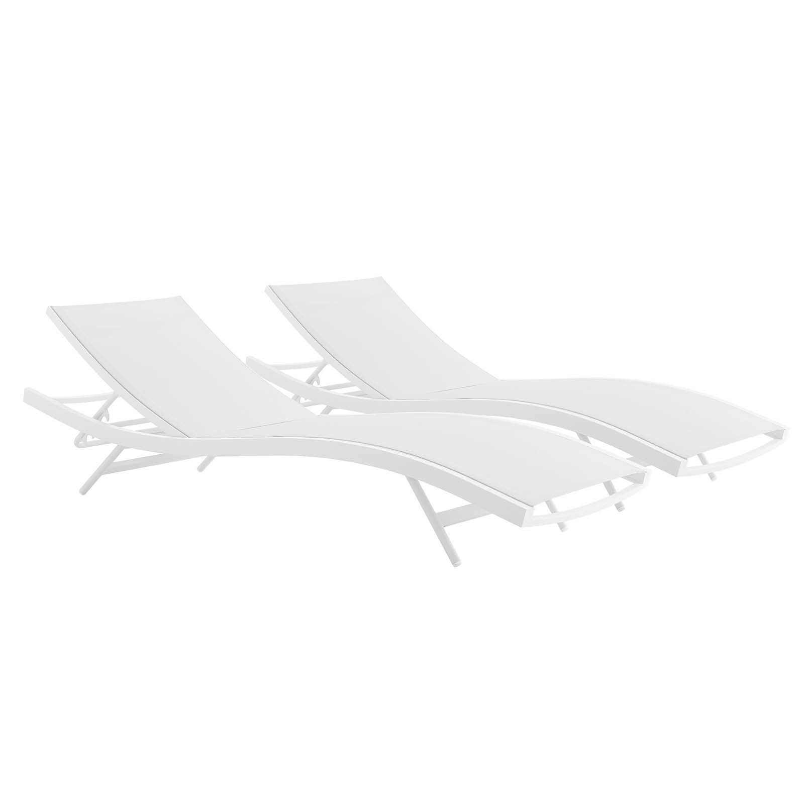 Glimpse Outdoor Patio Mesh Chaise Lounge Set Of 2 White For White Fabric Outdoor Patio Sets (View 8 of 15)