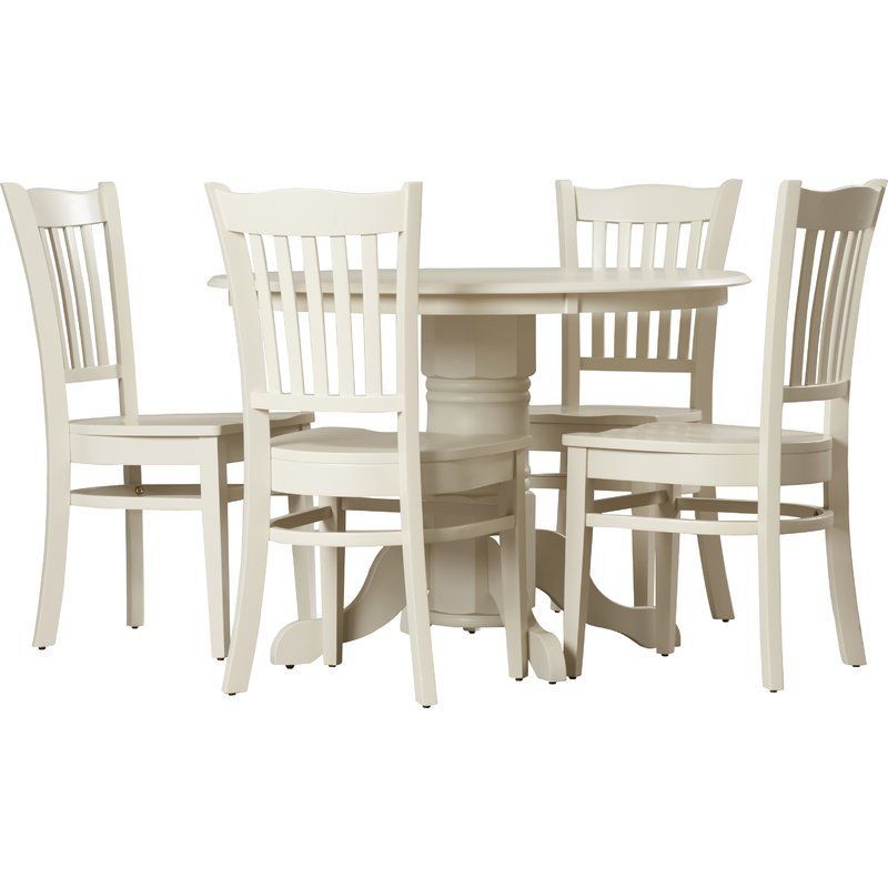 Gloucester 5 Piece Dining Set | Solid Wood Dining Set, Traditional For White Steel Indoor Outdoor Armchair Seta (Photo 2 of 15)