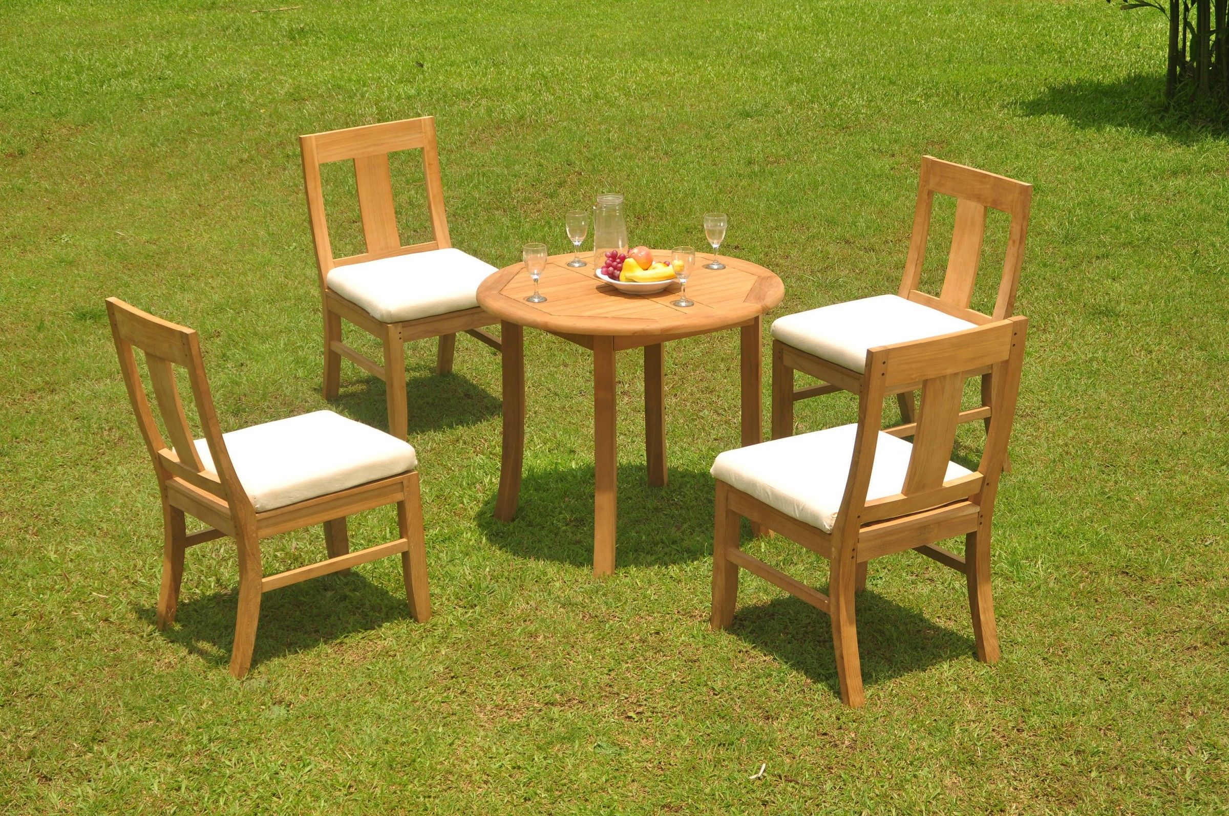 Grade A Teak Dining Set: 4 Seater 5 Pc: 36" Round Table And 4 Osborne For Armless Round Dining Sets (View 3 of 15)