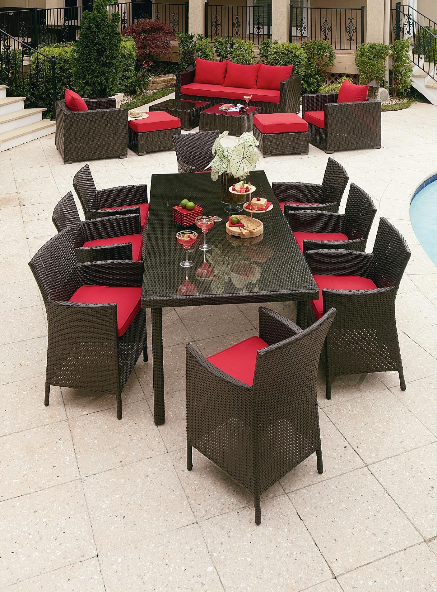 Grand Resort Osborn 9 Piece Dining Set | Wicker Outdoor Furniture Set Pertaining To 9 Piece Rectangular Patio Dining Sets (View 7 of 15)