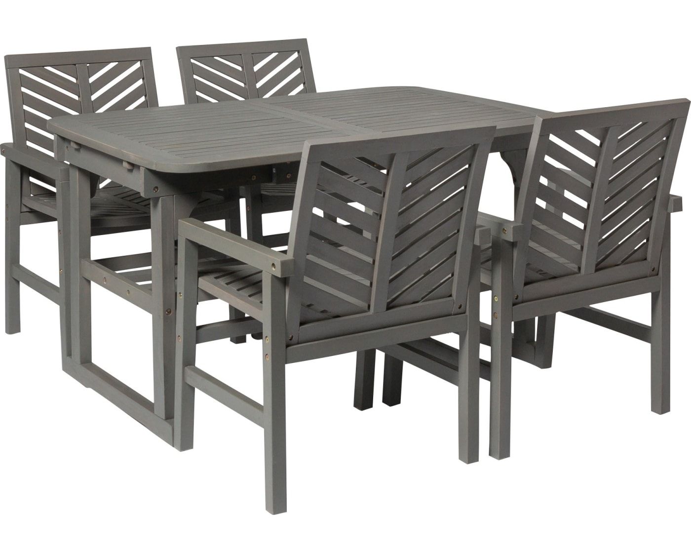 Gray Wash 5 Piece Extendable Outdoor Patio Dining Set Intended For Gray Extendable Patio Dining Sets (View 5 of 15)
