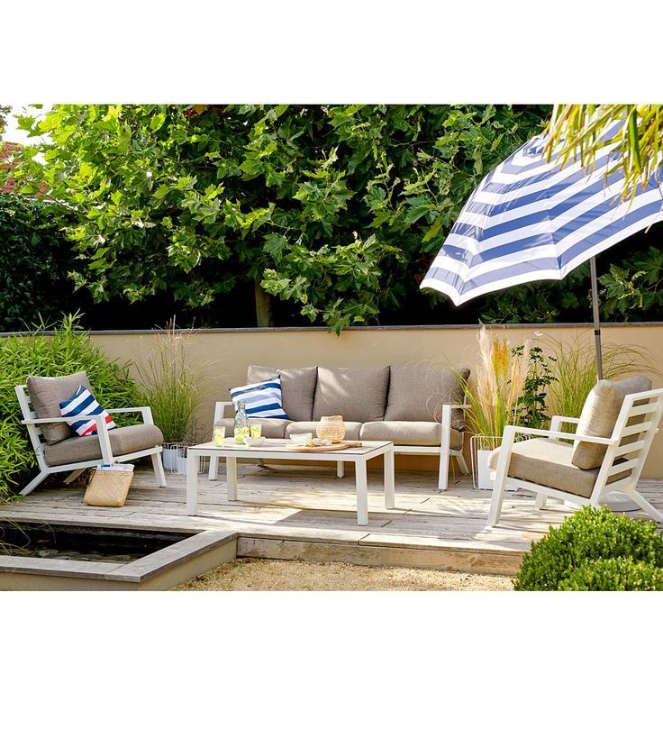 Green Spring Aluminum 4 Piece Outdoor Seating Set With Cushions – White Throughout White 4 Piece Outdoor Seating Patio Sets (View 8 of 15)