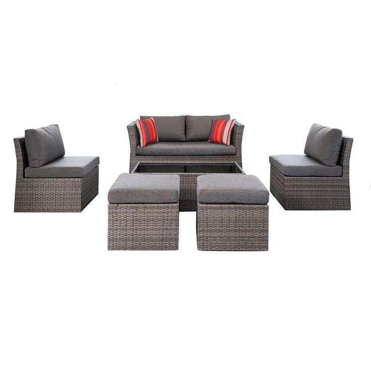 Hampton Bay Napa 6 Piece Woven Steel Patio Conversation Set With Grey Pertaining To Charcoal Outdoor Conversation Seating Sets (View 14 of 15)