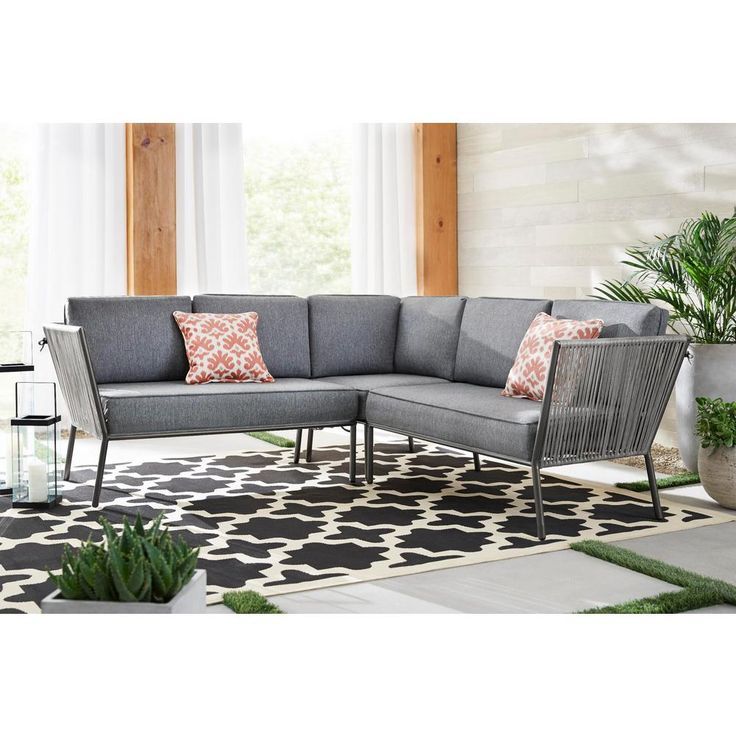 Hampton Bay Tolston 3 Piece Wicker Outdoor Patio Sectional Set With Inside Charcoal Outdoor Conversation Seating Sets (View 13 of 15)