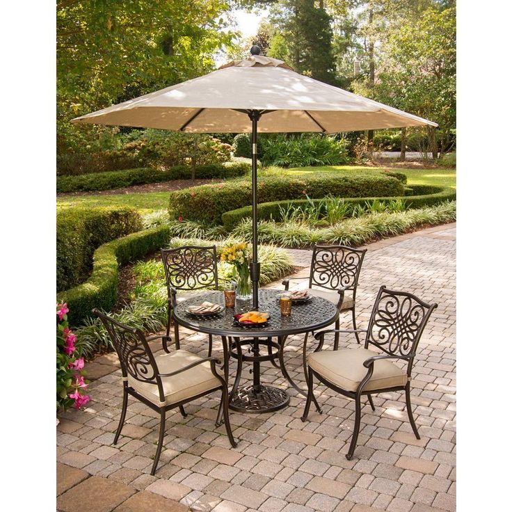 Hanover Traditions 5 Piece Patio Outdoor Dining Set With 4 Cast For 5 Piece Patio Sets (View 11 of 15)