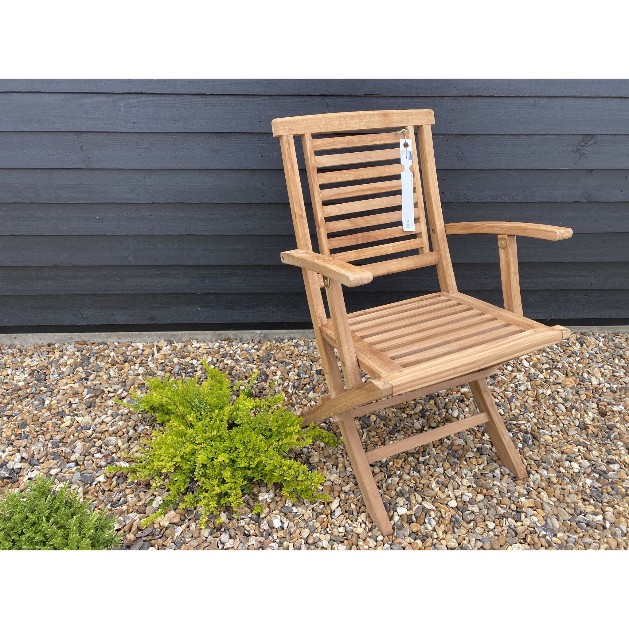 Hanton Teak Folding Arm Chair – Goldcliff Garden Centre Regarding Teak Outdoor Armchairs (View 2 of 15)