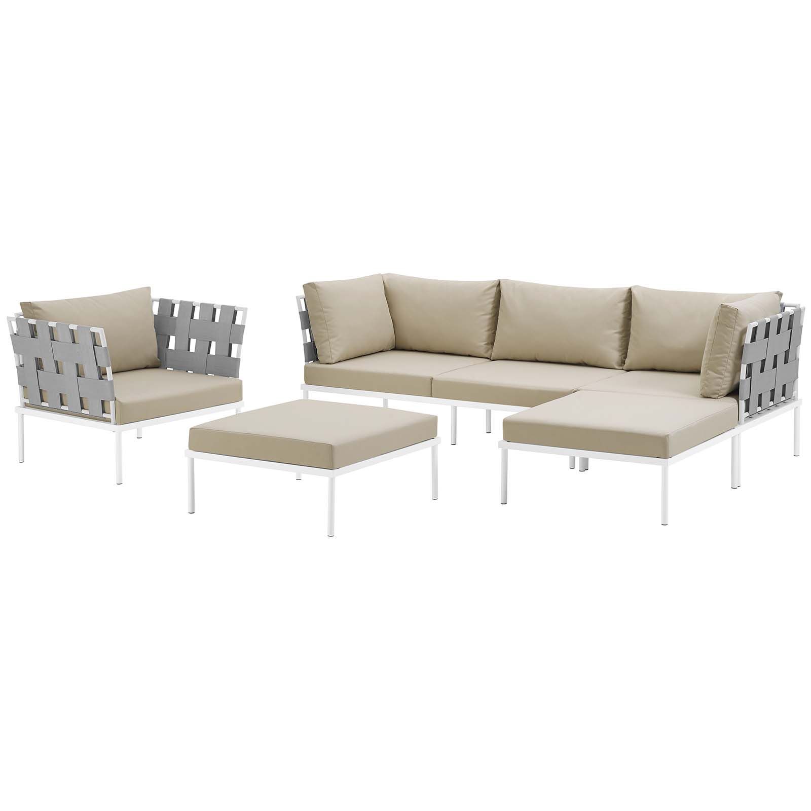 Harmony 6 Piece Outdoor Patio Aluminum Sectional Sofa Set Pertaining To 6 Piece Outdoor Sectional Sofa Patio Sets (View 4 of 15)