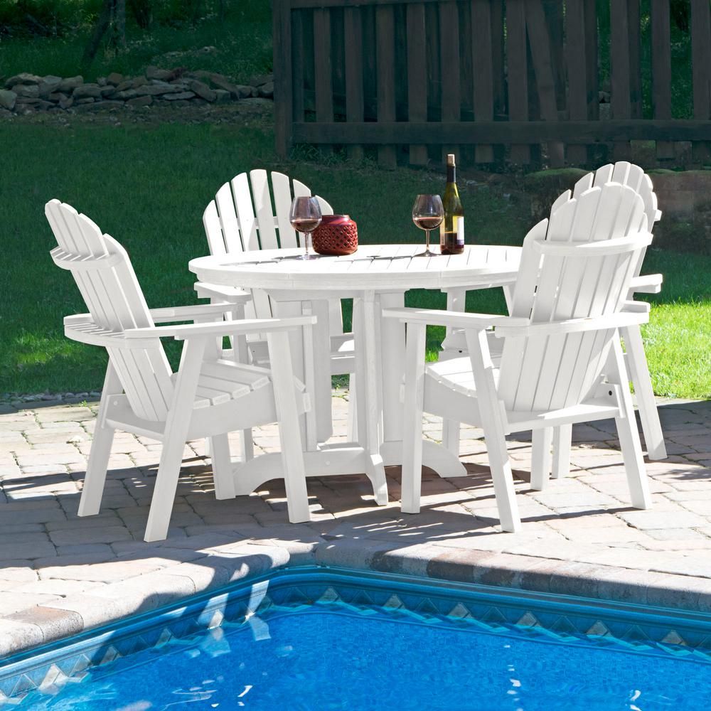 Highwood Hamilton White 5 Piece Recycled Plastic Round Outdoor Dining With Regard To White Outdoor Patio Dining Sets (View 8 of 15)