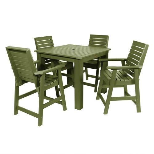 Highwood The Weatherly Collection 5 Piece Green Frame Bistro Patio Set In Green 5 Piece Outdoor Dining Sets (View 9 of 15)