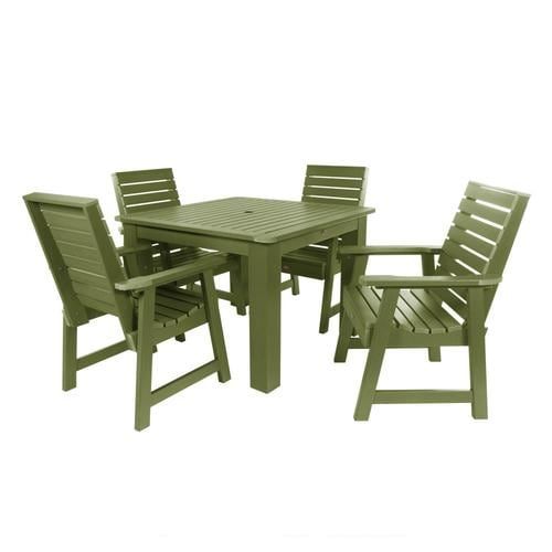 Highwood The Weatherly Collection 5 Piece Green Frame Patio Set In The In Green 5 Piece Outdoor Dining Sets (View 8 of 15)