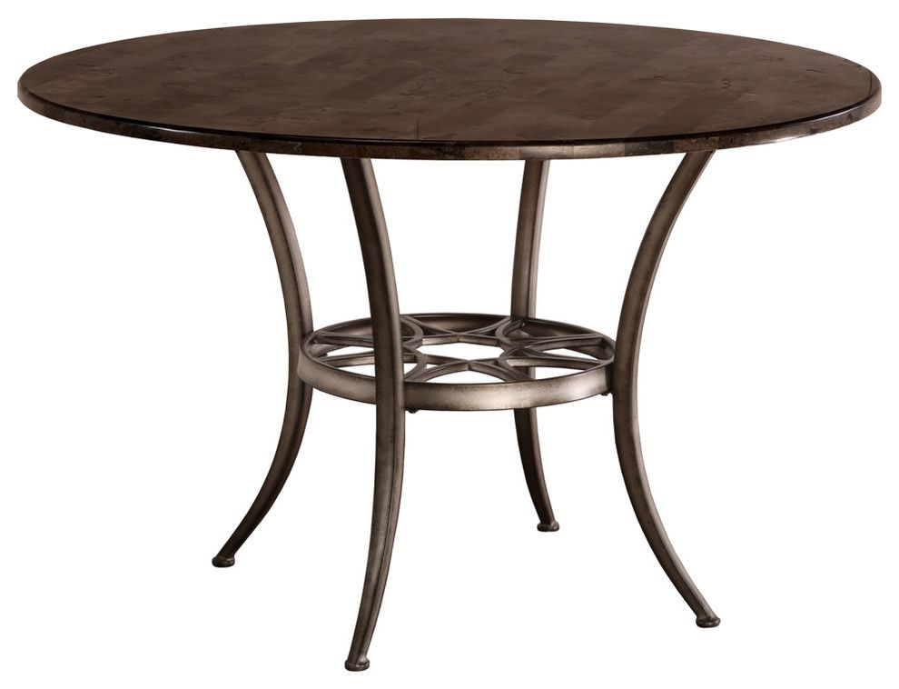 Hillsdale Furniture Chandler Round Dining Table, Black Pewter 5667 810 Intended For Sunburst Mosaic Outdoor Accent Tables (View 6 of 15)