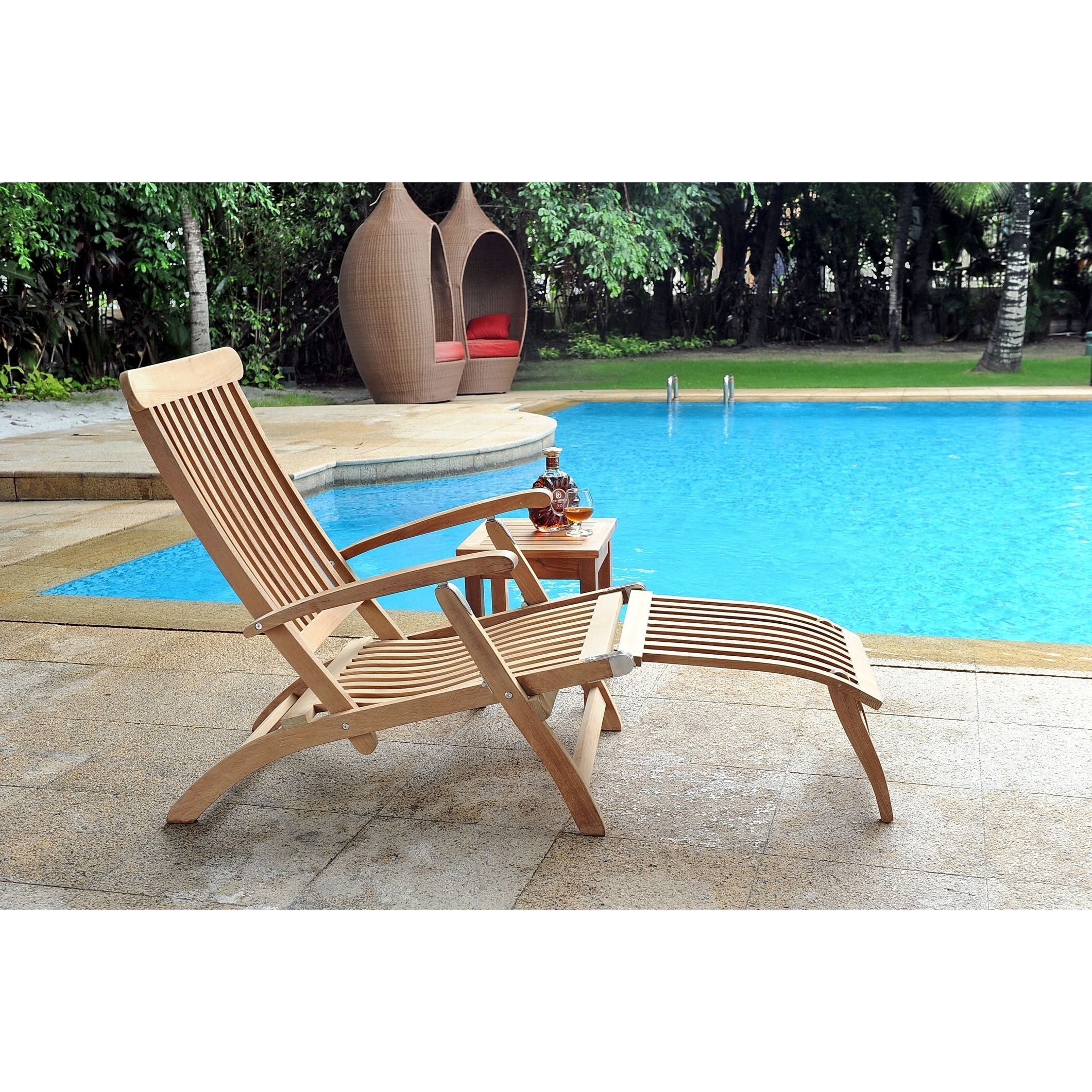 Hiteak Steamer Outdoor Folding Teak Chaise Lounge Chair – Walmart For Teak Outdoor Folding Armchairs (View 4 of 15)