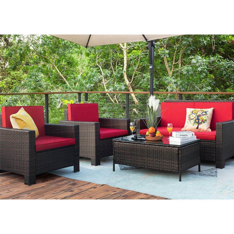 Homall 5 Pieces Outdoor Patio Furniture Sets Rattan Chair Wicker Pertaining To Indoor Outdoor Conversation Sets (View 10 of 15)