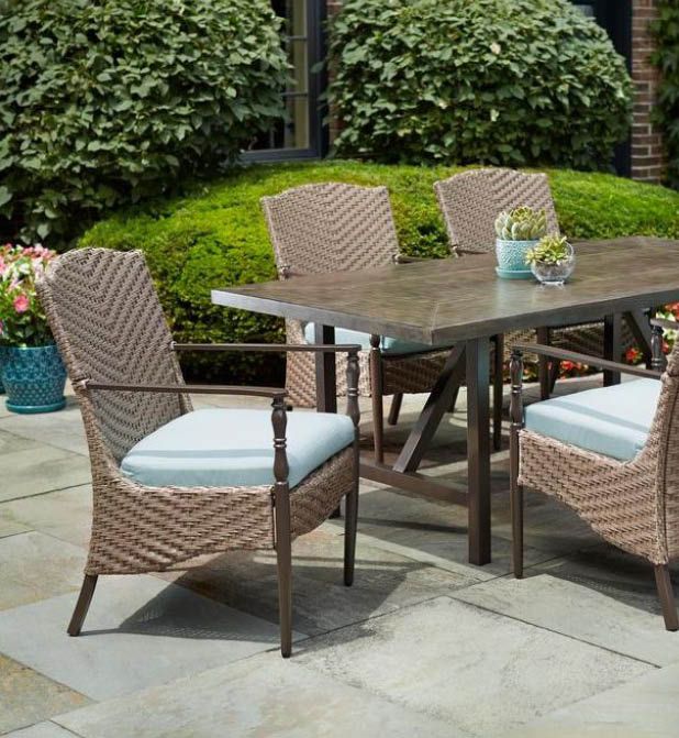 Home Decorators Collection Bolingbrook 7 Piece Wicker Outdoor Patio Inside Mist Fabric Outdoor Patio Sets (View 8 of 15)