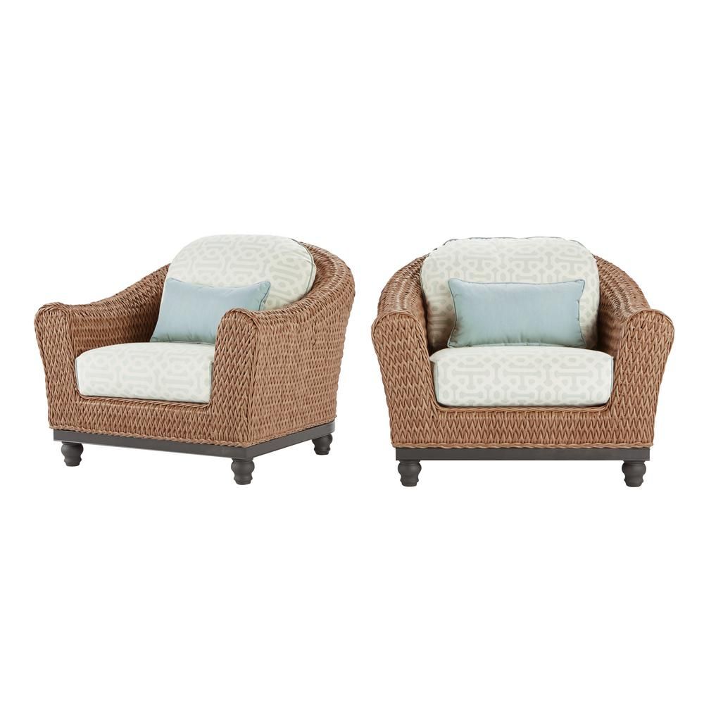 Home Decorators Collection Camden Light Brown Wicker Outdoor Lounge Inside Mist Fabric Outdoor Patio Sets (View 4 of 15)