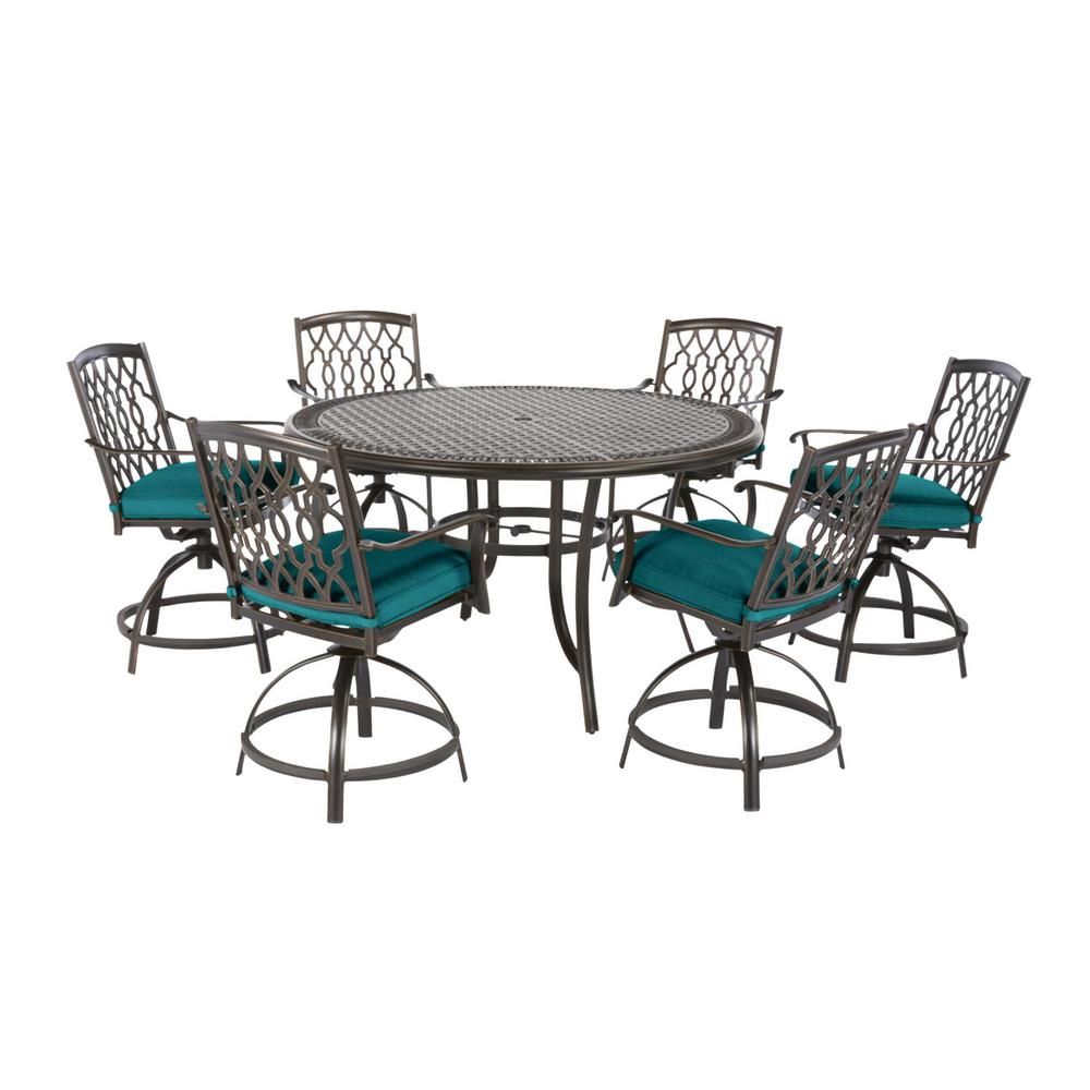 Home Decorators Collection Ridge Falls 7 Piece Dark Brown Aluminum Within Dark Brown Patio Dining Sets (View 11 of 15)