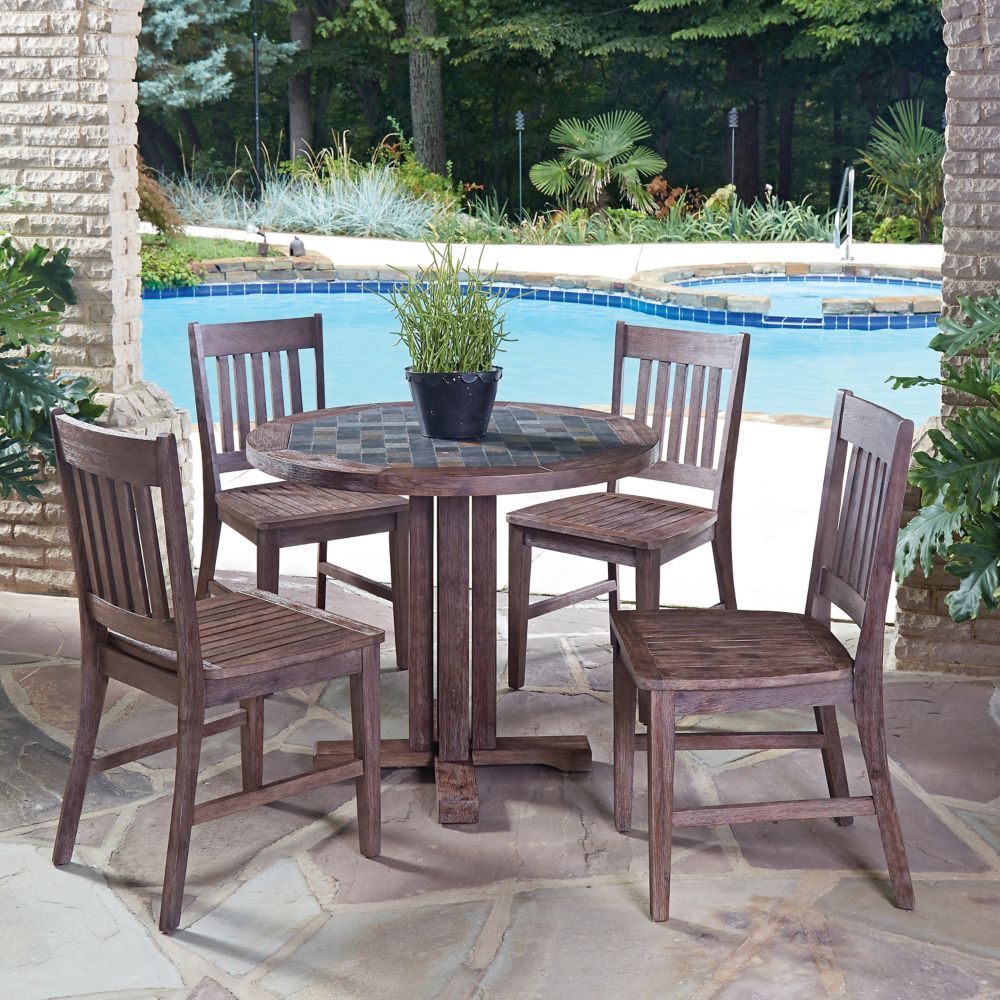Home Styles Morocco 5 Piece Round Patio Dining Set With Arm Chairs Within Round 5 Piece Outdoor Dining Set (View 10 of 15)