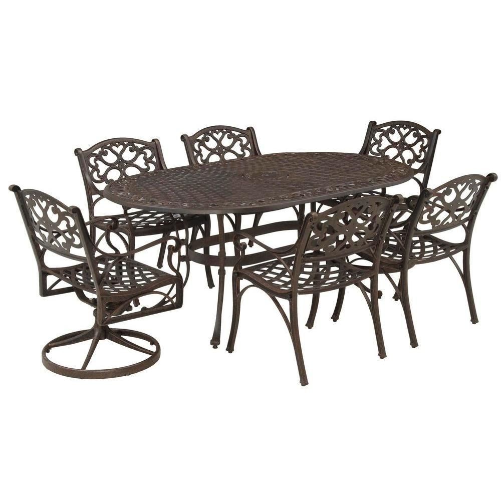 Homestyles Biscayne Bronze 7 Piece Patio Dining Set (4 Stationary/2 With 7 Piece Outdoor Oval Dining Sets (View 13 of 15)