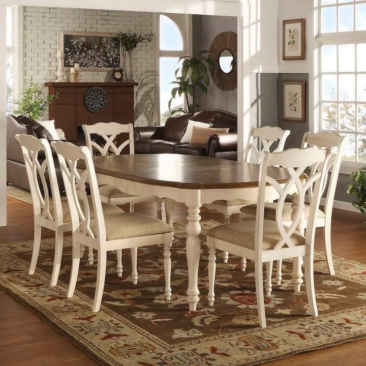 Homevance Hillston 7 Piece Extendable Dining Set | Farmhouse Dining Intended For 7 Piece Extendable Dining Sets (View 4 of 15)