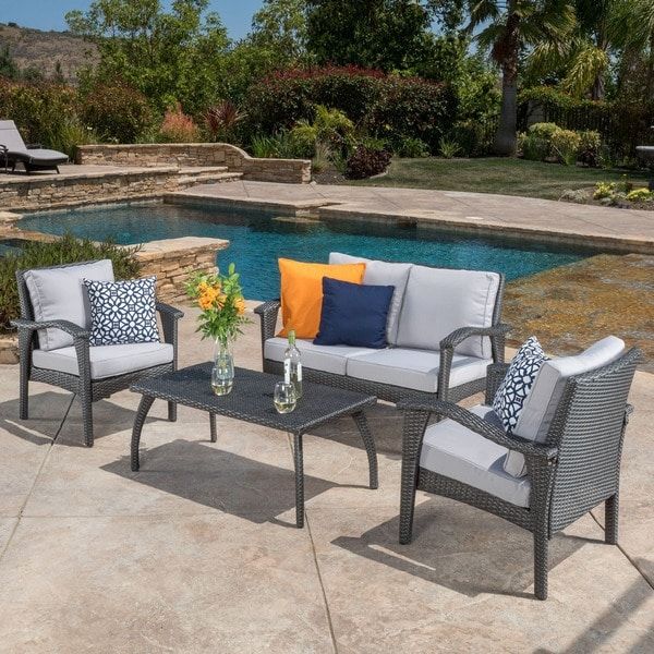 Honolulu Outdoor 4 Piece Wicker Seating Set And Cushionschristopher For 4 Piece Outdoor Wicker Seating Sets (View 13 of 15)