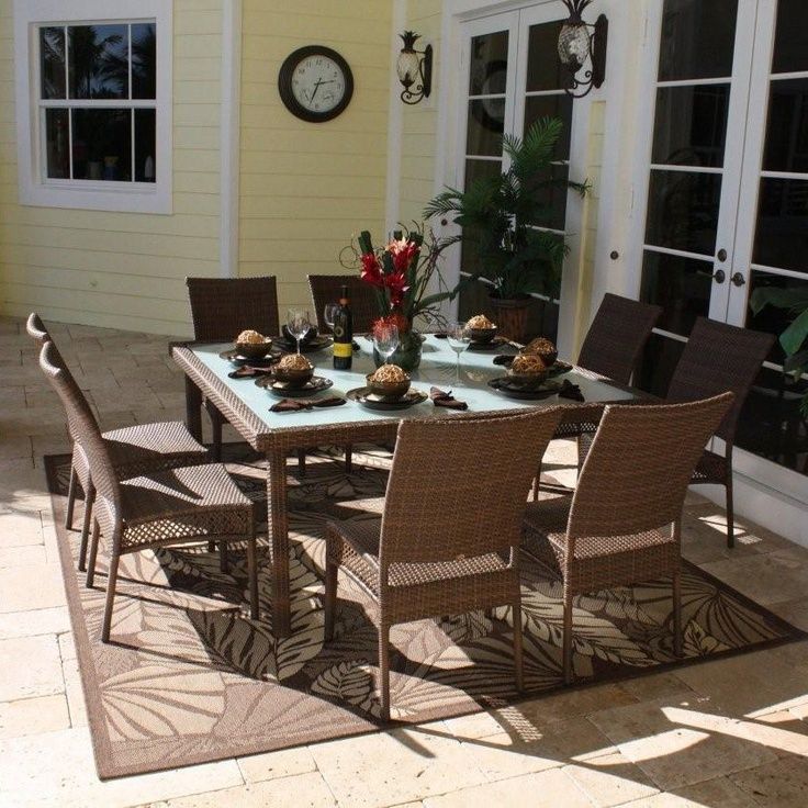 Hospitality Rattan 9 Pc Set 604 Sq60 Sc 9 Piece Grenada Outdoor Square Intended For Wicker Square 9 Piece Patio Dining Sets (View 8 of 15)