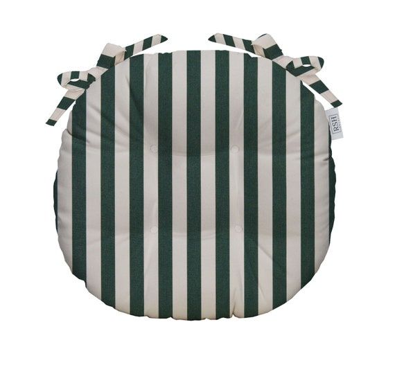 Indoor/ Outdoor Round Tufted Bistro Cushion W/ Ties Black & White Pertaining To White Fabric Outdoor Patio Sets (View 6 of 15)