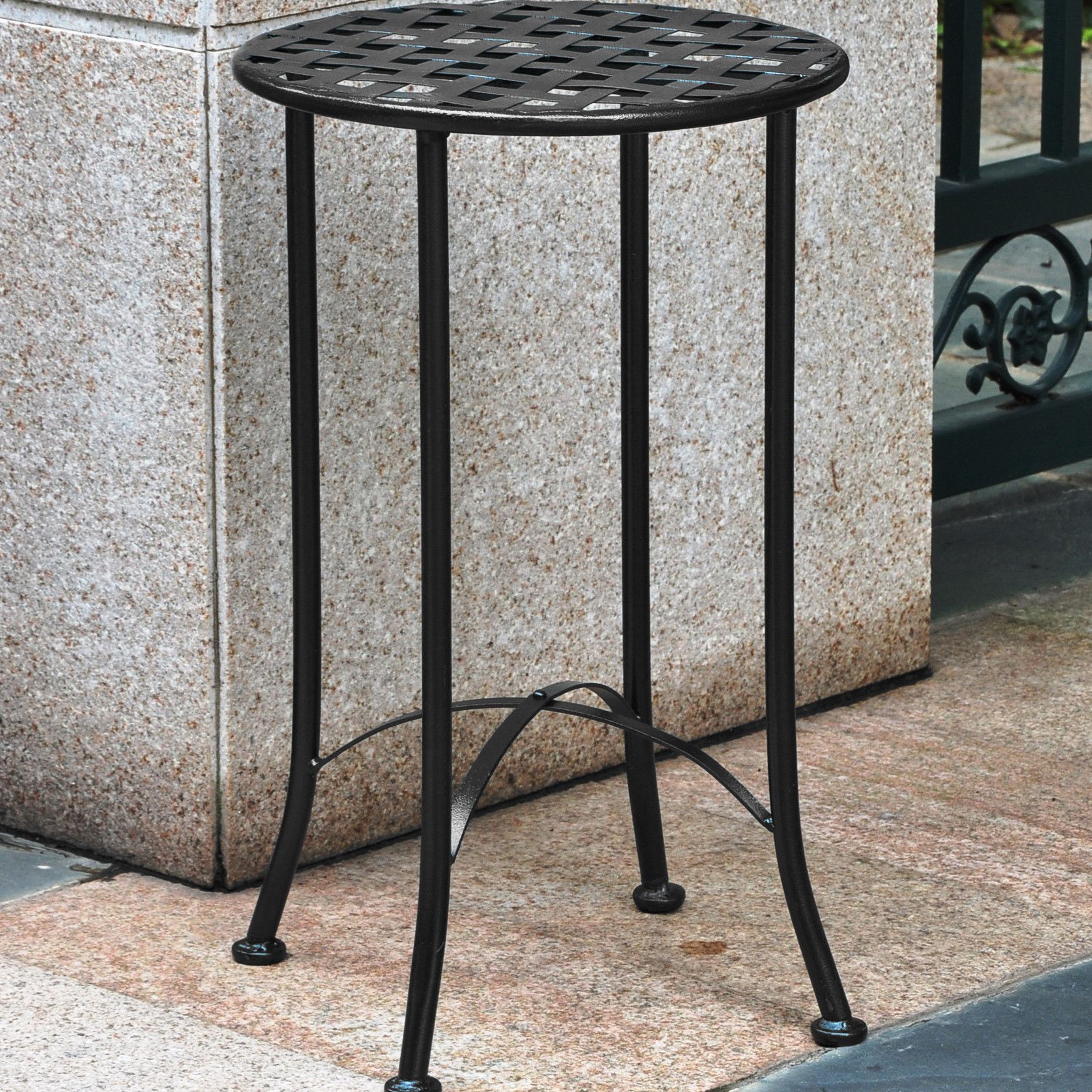 International Caravan Mandalay Inch Iron Patio Side Table Wrought For Black Iron Outdoor Accent Tables (View 9 of 15)
