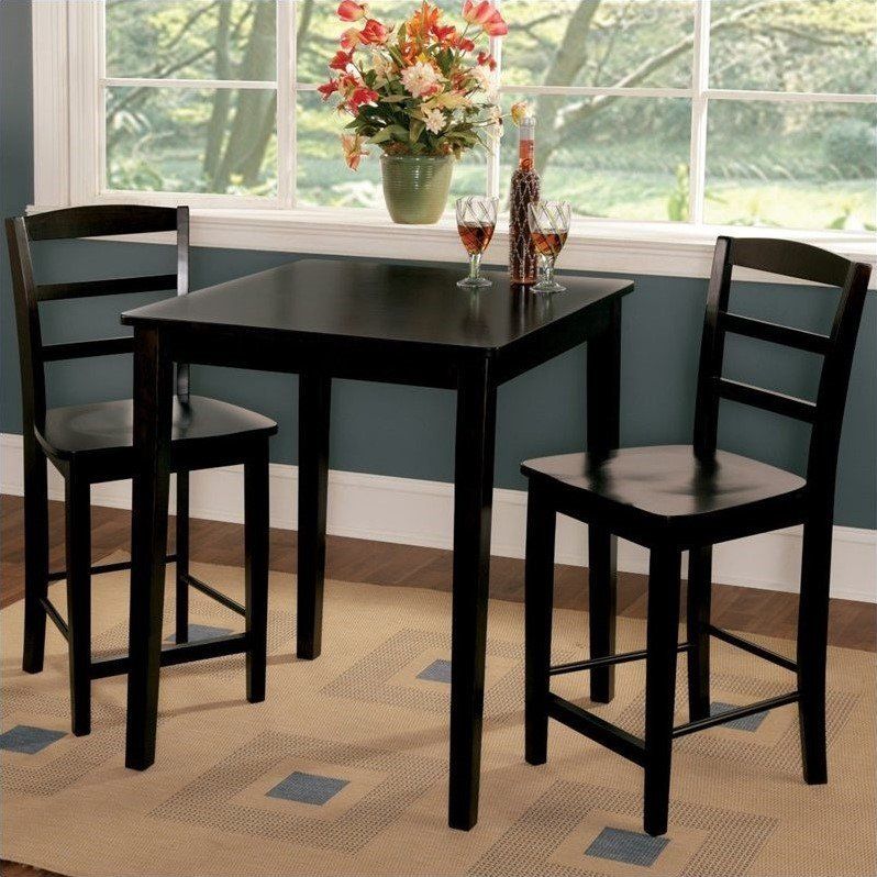 International Concepts 3 Piece Gathering Height Dinette Set In Black Throughout 3 Piece Bistro Dining Sets (View 9 of 15)