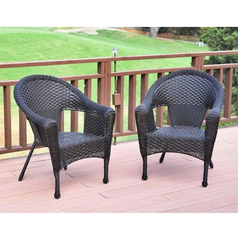 Jeco Resin Wicker Patio Rocker In Brown (Set Of 2) – W00402 2 Intended For Beige Wicker And Green Fabric Patio Bistro Sets (View 14 of 15)