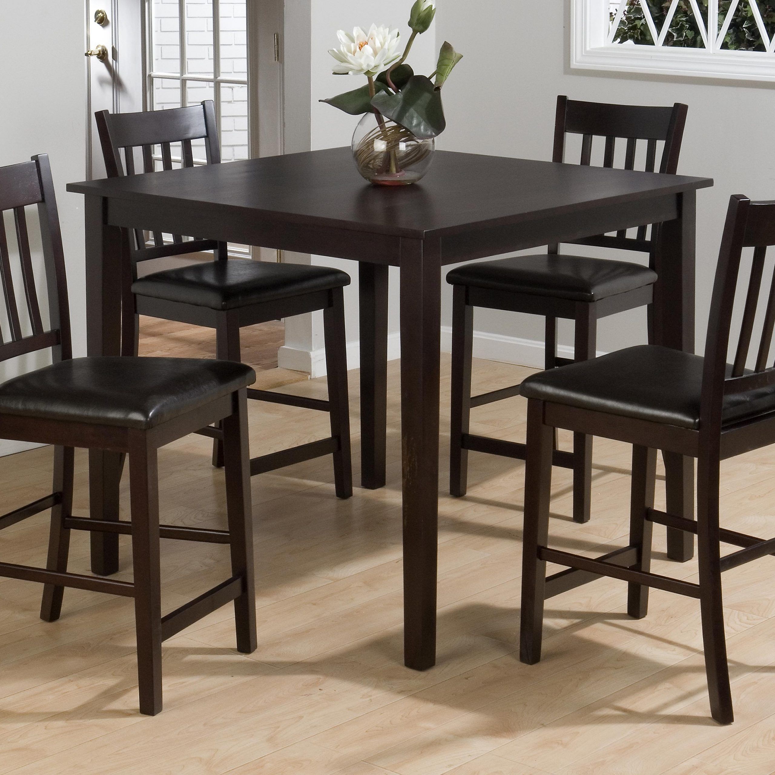 Jofran Marin County Merlot 5 Piece Counter Height Table & Counter Chair Intended For 5 Piece Cafe Dining Sets (View 6 of 15)