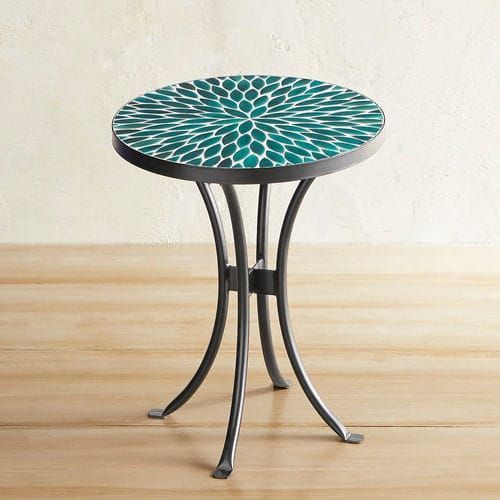 Jules Green Pebbles Mosaic Accent Table | Mosaic Accent Table, Mosaic With Green Mosaic Outdoor Accent Tables (View 14 of 15)
