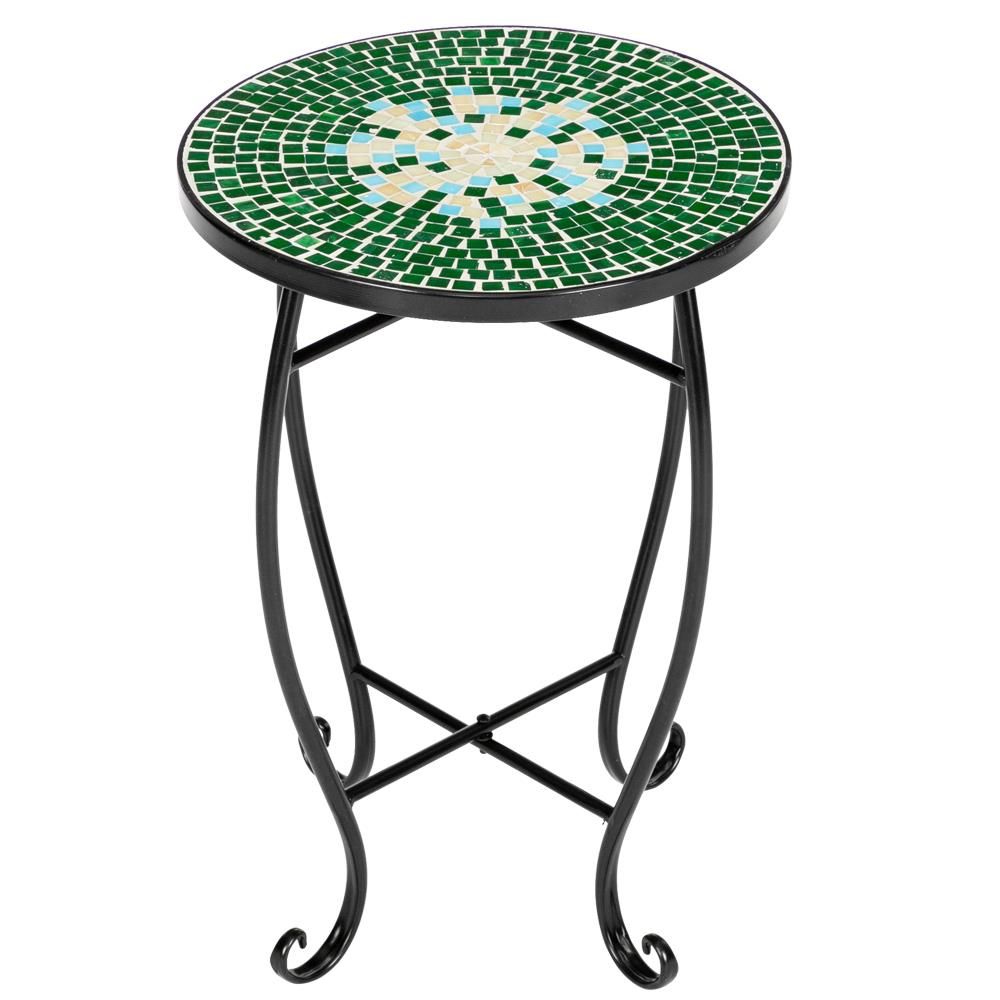 Ktaxon Green Flower Mosaic Wrought Iron Outdoor Accent Table – Walmart For Mosaic Black Iron Outdoor Accent Tables (View 4 of 15)