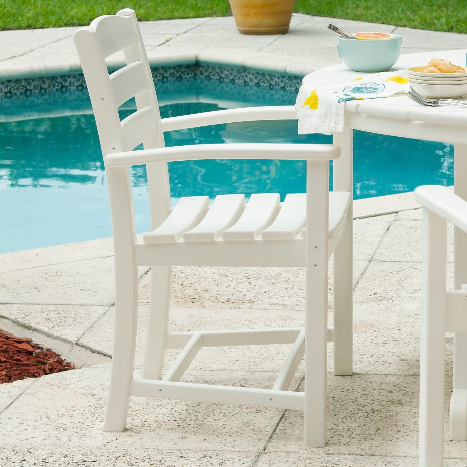 La Casa Cafe 5 Piece White Recycled Plastic Wood Patio Dining Set W/ 48 Regarding White Wood Soutdoor Seating Sets (View 12 of 15)