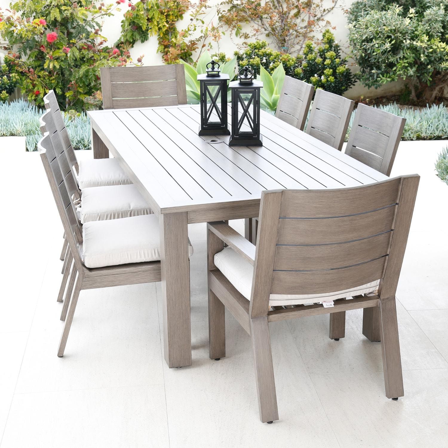 Laguna 9 Piece Aluminum Patio Dining Set W/ 90 X 42 Inch Rectangular Intended For Large Rectangular Patio Dining Sets (View 9 of 15)