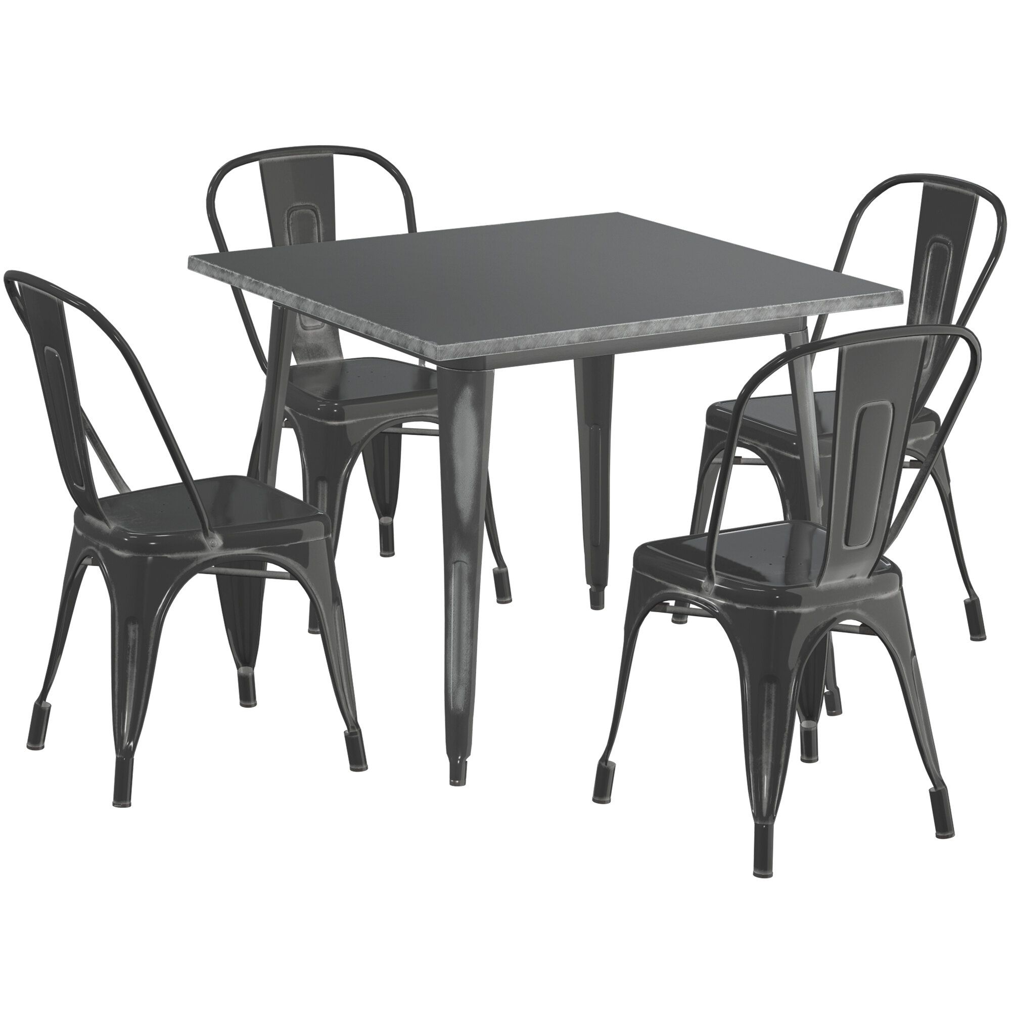 Lancaster Table & Seating Alloy Series 36" X 36" Square Distressed For Black Medium Rectangle Patio Dining Sets (View 3 of 15)