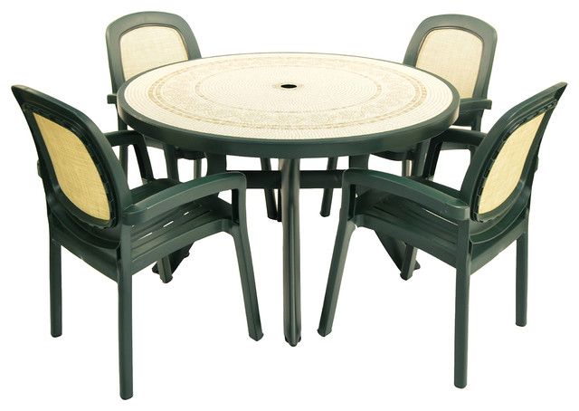 Large Ravenna Green Toscana Table With Beta Chairs, 5 Piece Set For Green 5 Piece Outdoor Dining Sets (View 13 of 15)