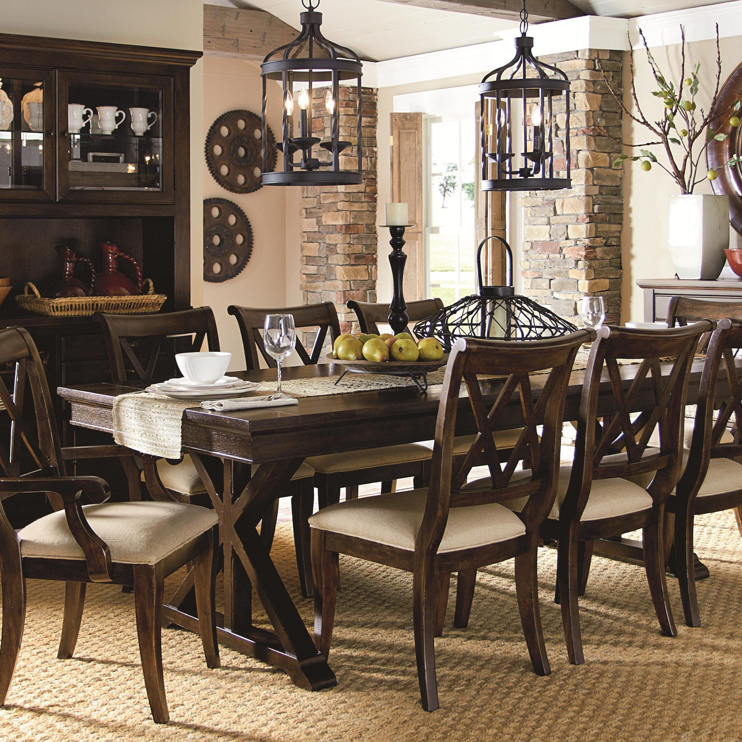 Legacy Classic Thatcher 9 Piece Dining Set With X Back Chairs | Belfort Throughout 9 Piece Oval Dining Sets (View 15 of 15)
